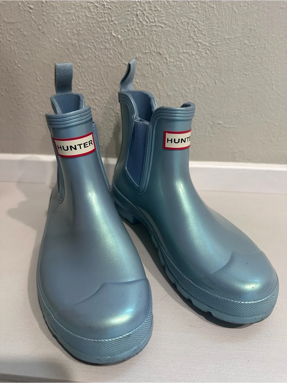 Hunter Light Blue Chelsea Waterproof Rain Boots